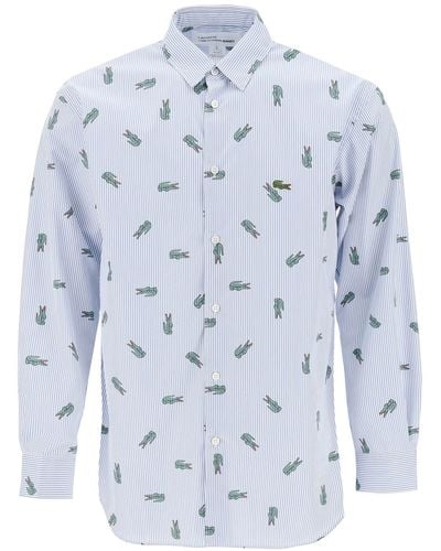 Comme des Garçons Camisa de Comme des Garcons X Lacoste Oxford Camisa con motivo de cocodrilo - Azul