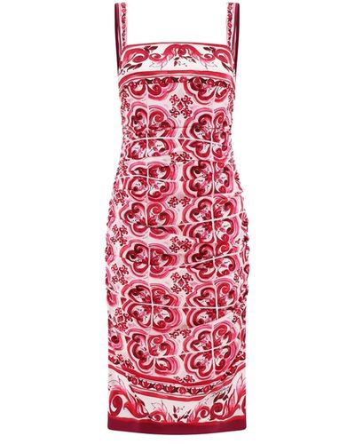 Dolce & Gabbana Majolica Print Dress - Red