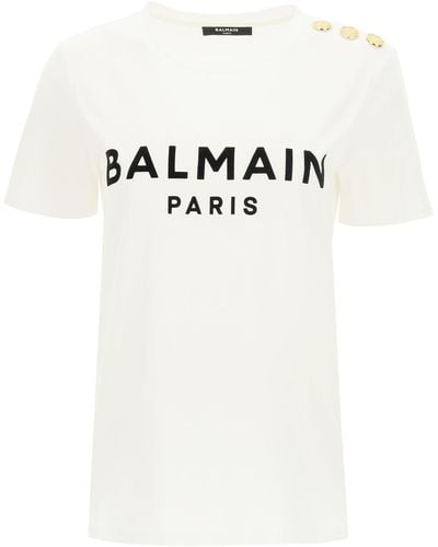 Balmain T -shirt Met Logo -afdrukken En In Reliëf In Reliëf - Wit