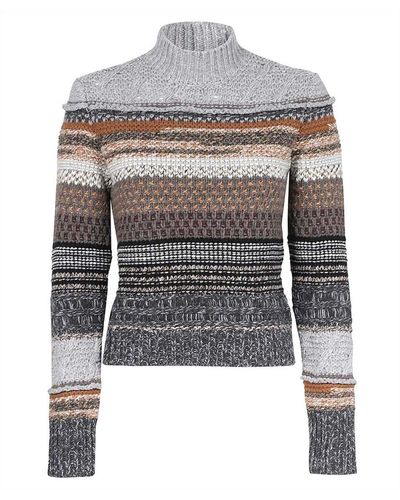 Chloé Rollkragenpullover mit Rippstrick - Grau