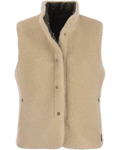 Fay Reversible Shearling Effect Vest - Natural