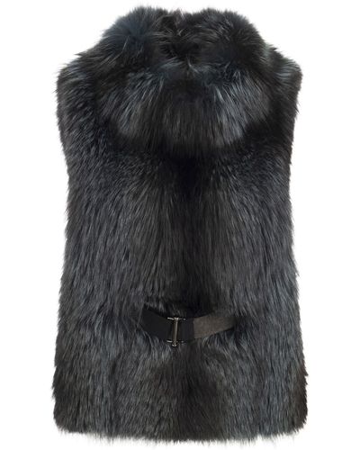 Brunello Cucinelli Fox Fur chaleco - Negro