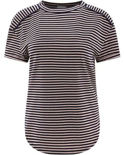 Brunello Cucinelli Striped Jersey T -Shirt mit Monili - Schwarz