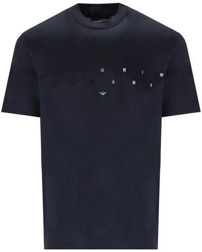 Emporio Armani Navy Blue T -Shirt mit Logo - Blau