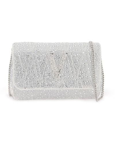 Versace Virtus Mini -Tasche mit Kristallen - Weiß