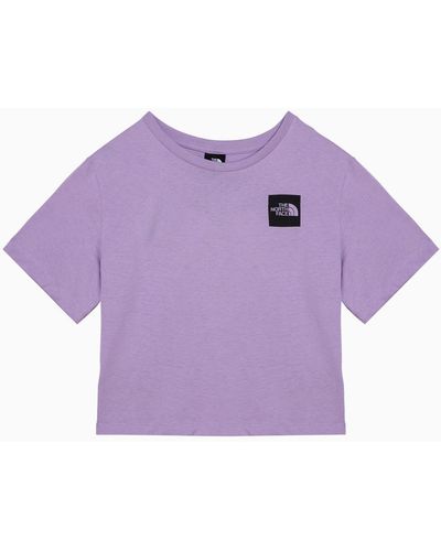 The North Face Lilac Cotton Cropped T Shirt With Logo - Purple