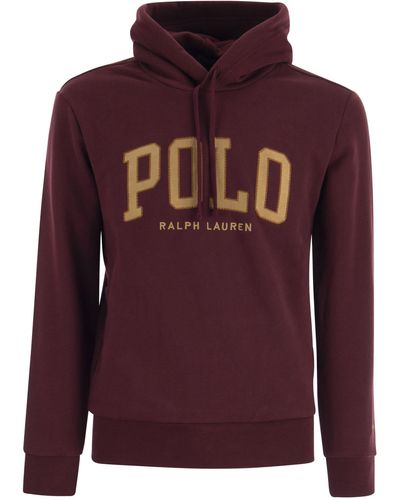 Polo Ralph Lauren RL Sweatshirt mit Motorhaube und Logo - Lila