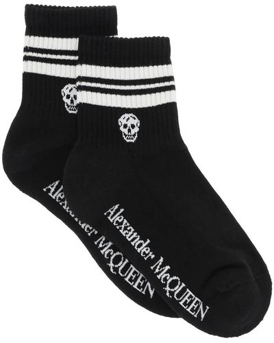 Alexander McQueen Stripe Skull Sports Socken - Schwarz