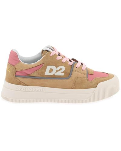 DSquared² Suede New Jersey Sneakers In Leer - Meerkleurig