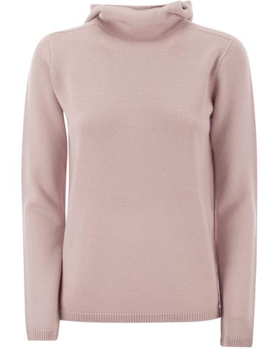 Max Mara Paprica Turtleneck Sweater With Hood - Pink