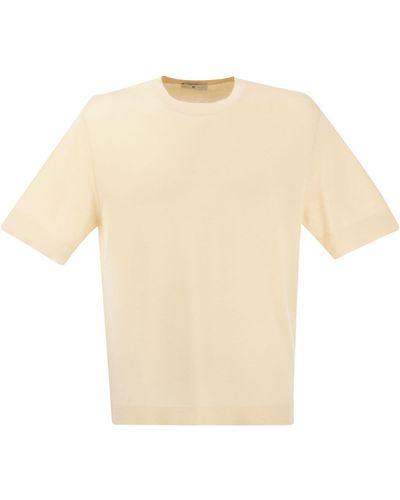 PT Torino Katoen En Zijden T -shirt - Wit