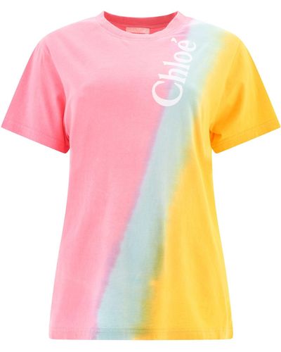 Chloé Chloe 'Chloé Camiseta de logotipo de algodón - Rosa