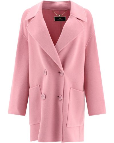 Elisabetta Franchi Refeer Jacket-Cut Short Wool Coat - Pink