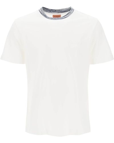 Missoni T -Shirt mit kontrastierenden Crew -Hals - Blanco