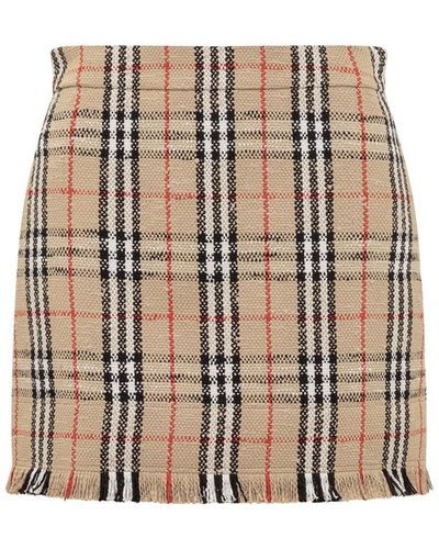 Burberry Vintage Pattern Mini Skirt - Natural