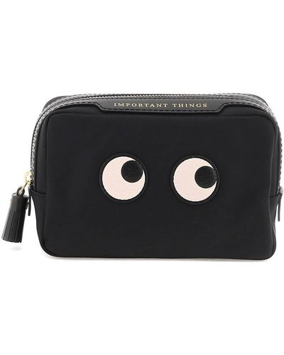 Anya Hindmarch Important Things Eyes Nylon Pouch - Black