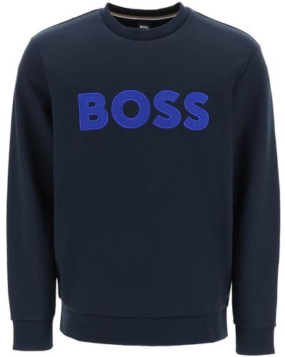 BOSS by HUGO BOSS Patch Logo Crew Neck Sweatshirt - Blau