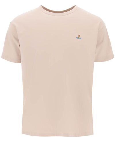 Vivienne Westwood Classic T Shirt With Orb Logo - Natural
