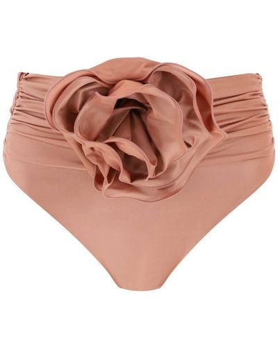 Magda Butrym Slip Bikini A Vita Alta Con Clip A Fiore - Rosa