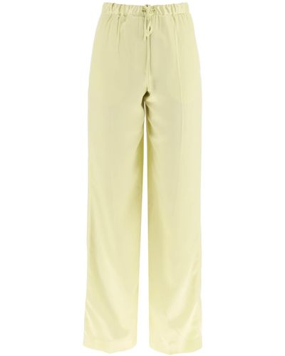 Jil Sander Pantalon large en satin - Jaune