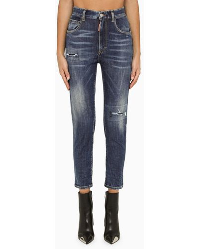 DSquared² Blue Skinny Jeans With Wear