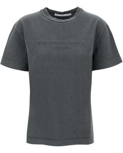 Alexander Wang Geprägtes Logo T -Shirt - Grau