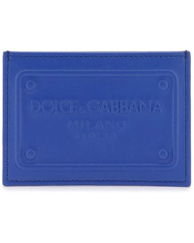Dolce & Gabbana Geprägtes Logo -Lederkarteninhaber - Blau