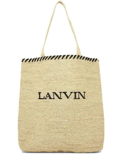 Lanvin Einkaufstasche mit Logo - Natur