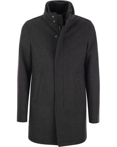 Herno Wool-blend Medium Coat - Black