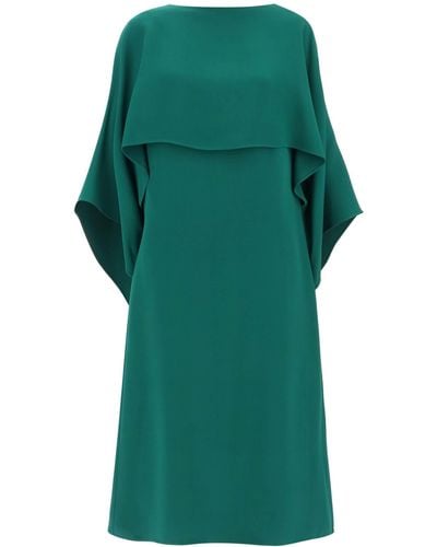 Valentino Garavani Cady Couture Cape Dress In - Vert