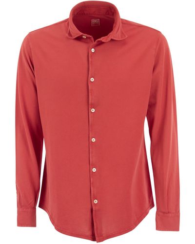 Fedeli Camisa de piqué de algodón de Robert - Rojo