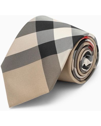 Burberry Beige Krawatte mit Vintage -Check -Motiv - Mettallic