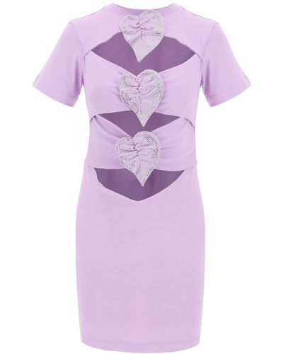 GIUSEPPE DI MORABITO Mini Cut-out Dress With Applied Heart Details - Purple