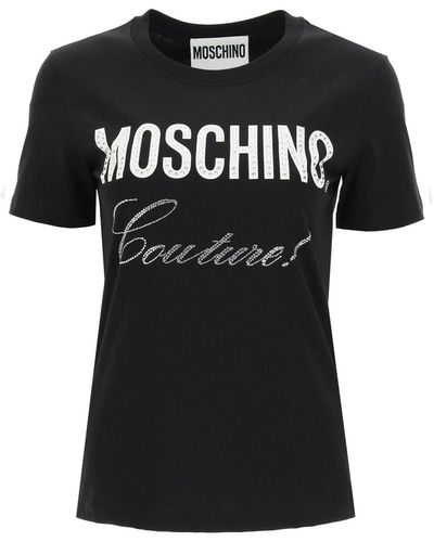 Moschino Camiseta embellecida de cristal de alta costura de alta costura - Negro