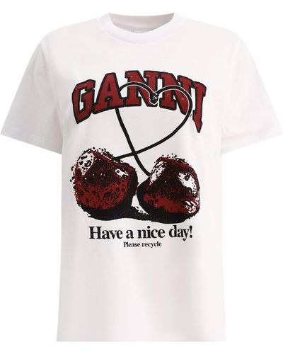 Ganni "Cherry" T -Shirt - Weiß