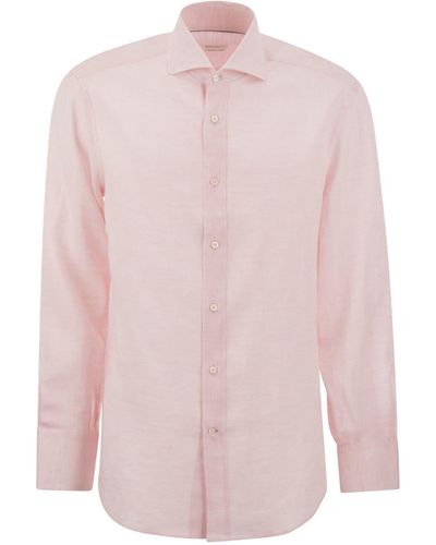 Brunello Cucinelli Basic Fit Leinenhemd - Pink