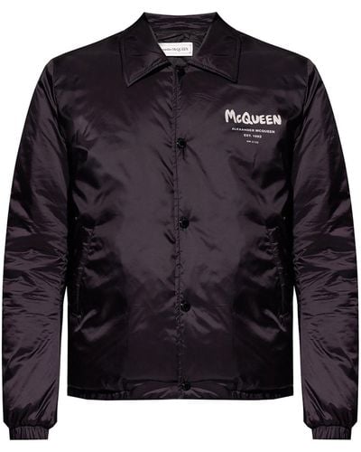 Alexander McQueen Windbreaker Logo Jacket - Blue