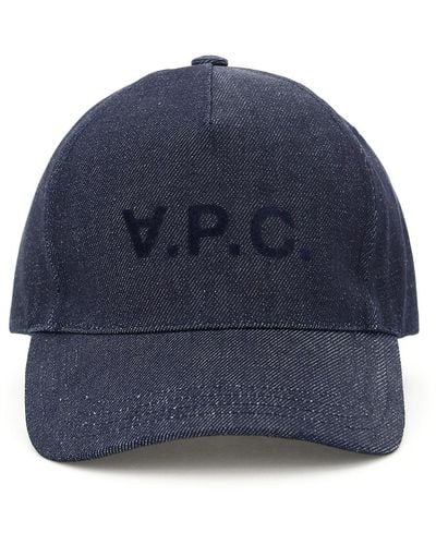 A.P.C. Baseballkappe mit Logo-Print - Blau
