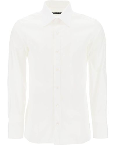 Tom Ford Slim Fit Baumwollhemd - Wit