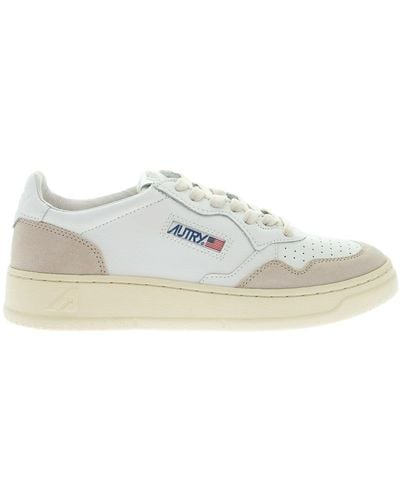 Autry Medalist Low - Leather And Suede Sneakers - White