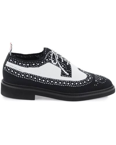 Thom Browne Longwing Brogue Loafers in Trompe l'oeil strick - Negro