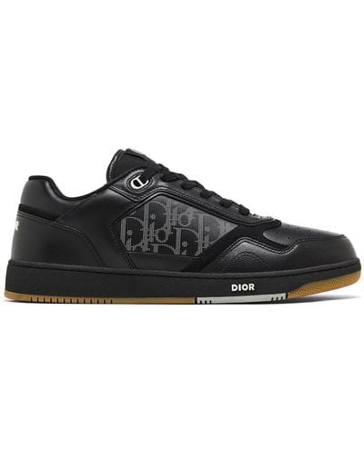 Dior Schuine Lederen Sneakers - Zwart