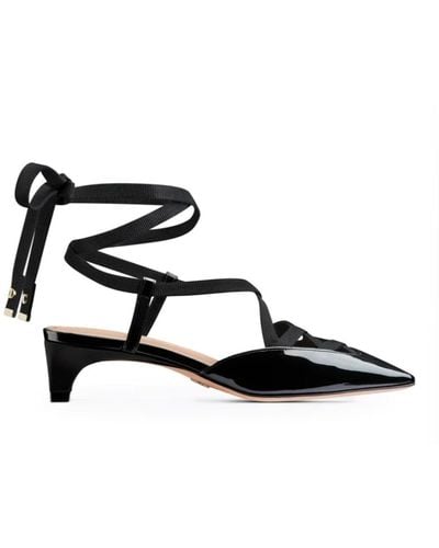 Dior Zapatos de tacón negros de cuero con punta cuadrada