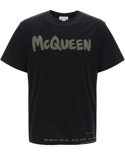 Alexander McQueen MC Queen Graffiti T -Shirt - Schwarz