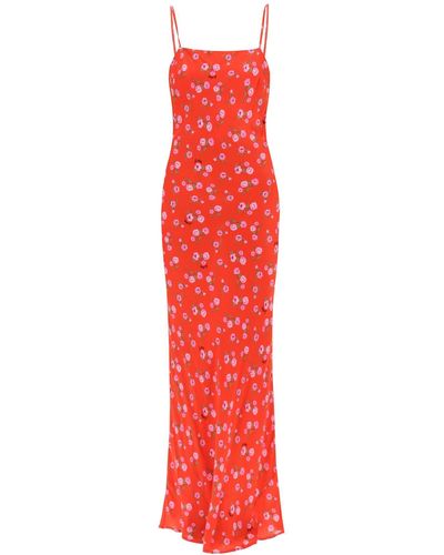 ROTATE BIRGER CHRISTENSEN Robe glissante en satin maxi à imprimé floral. - Rouge