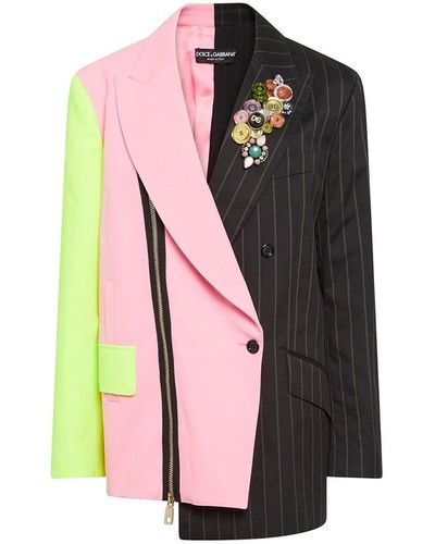 Dolce & Gabbana Double Breasted Patchwork Jacket - Roze