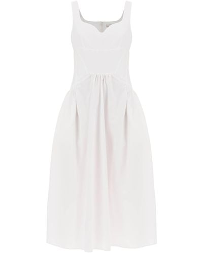 Alexander McQueen Midi Poplin Dress In - White