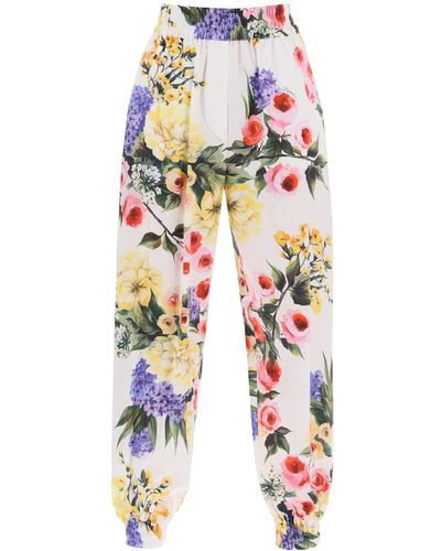 Dolce & Gabbana Pantaloni baloon stampa Giardino - Bianco