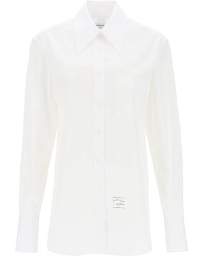 Thom Browne Camicia Easy Fit in popeline - Bianco