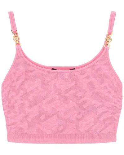 Versace La Greca beschnittene Oberseite - Pink